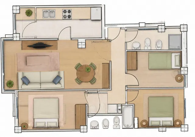 Piso de 3 habitaciones y 2 baños cerca del centro histórico de Valencia — 11