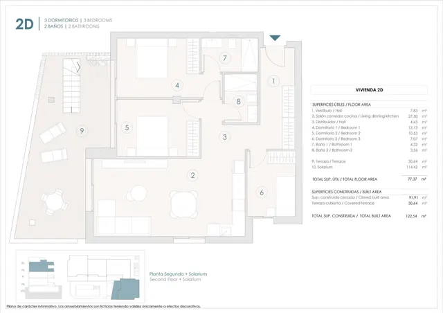 Ático 3 habitaciones 90m² en venta - Pueblo 4 — 7