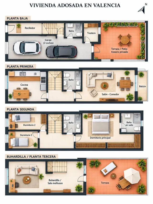 Casa adosada en alquiler con 2 terrazas y garaje doble. — 27