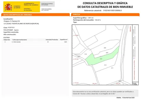 TERRENO A LA VENTA EN CUEVAS DEL REYLLO, FUENTE ÁLAMO