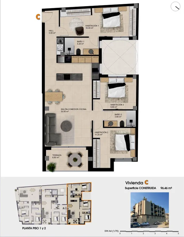 Apartamentos de nueva construcción en venta en Catral, Alicante, con piscina en la azotea — 7