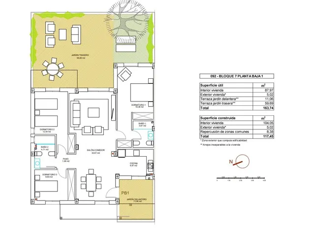 Planta baja 3 habitaciones 117m² en venta - Puerto Vera — 29