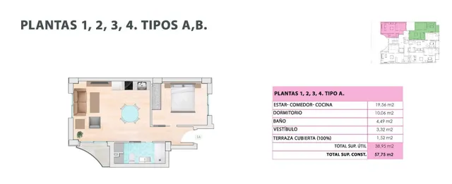 Apartamento 1 habitación 57m² en venta - Zona Pueblo — 18