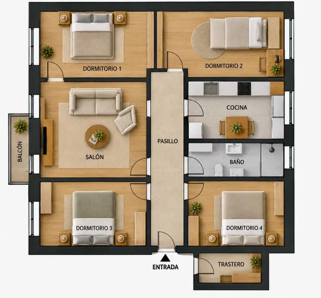 Piso exterior de 4 habitaciones con balcón junto a la playa de Las Arenas, Valencia — 21