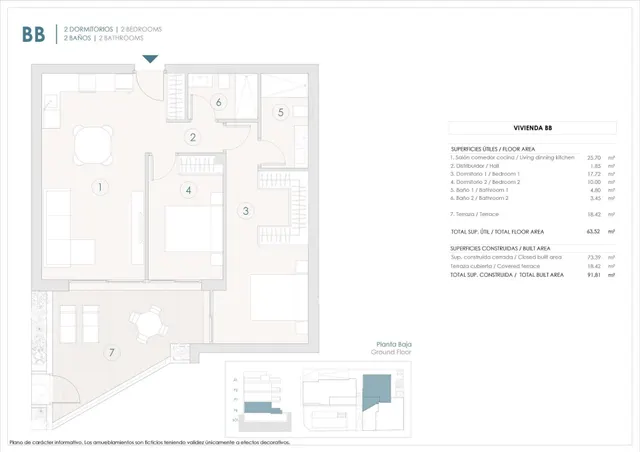 Apartamento 2 habitaciones 73m² en venta - Pueblo 4 — 6