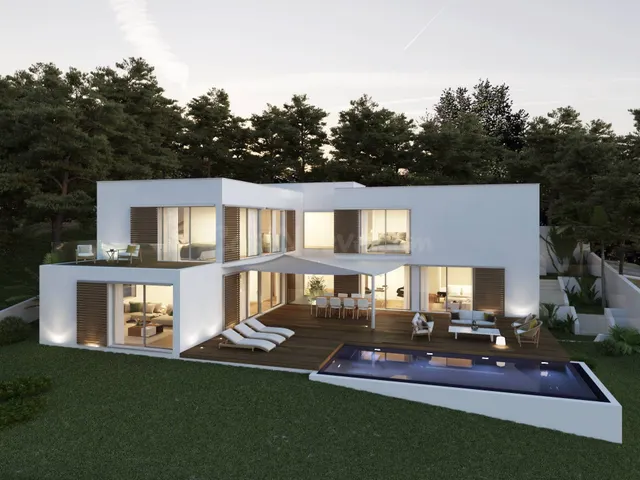 Solar con proyecto de villa contemporánea y vistas al mar en