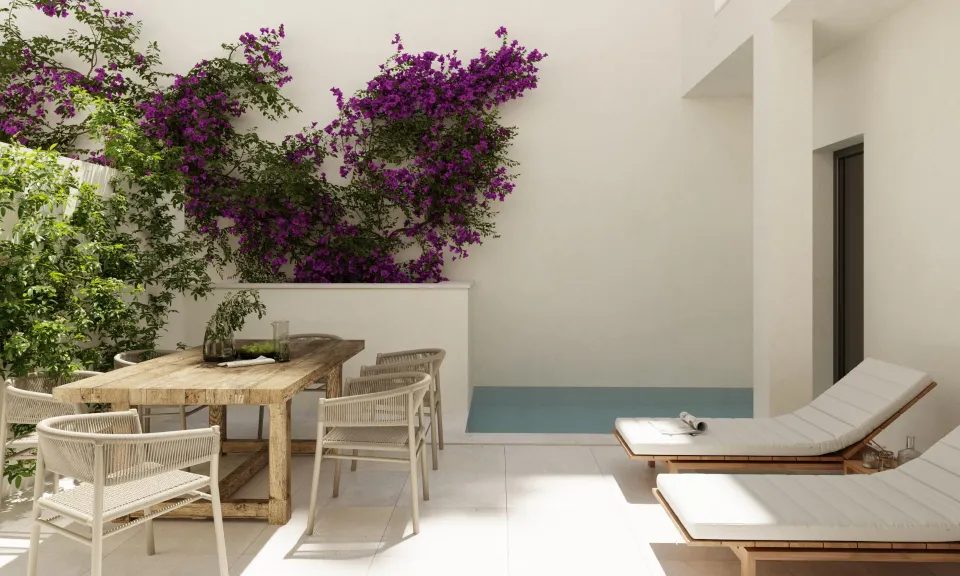 Planta baja con piscina privada de obra nueva.