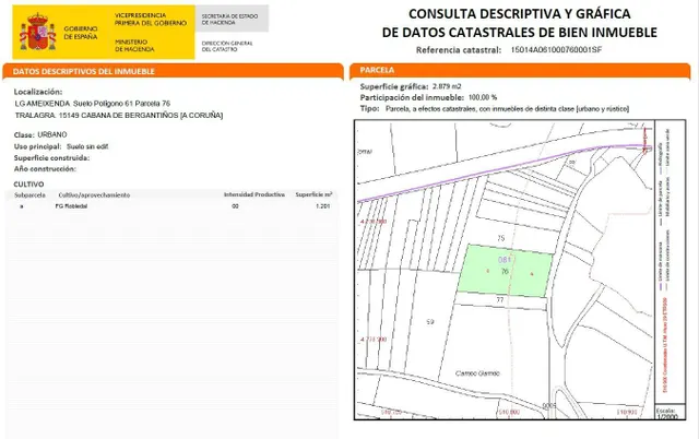 Solar urbano + proyecto de vivienda en Cabana de bergantiños | 34.990 € — 17