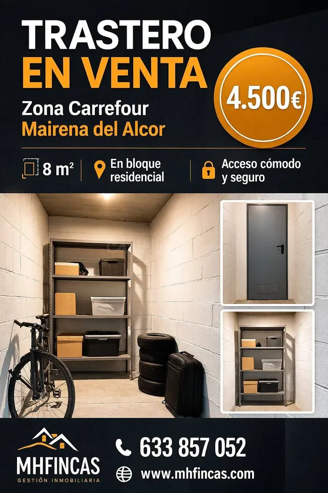 Trastero en venta en Mairena del Alcor – 8 m2 junto a Carref