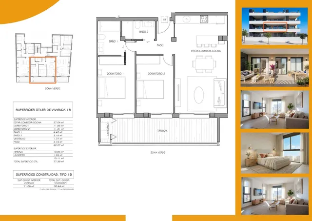 Apartamento 2 habitaciones 90m² en venta - Pueblo 4 — 13