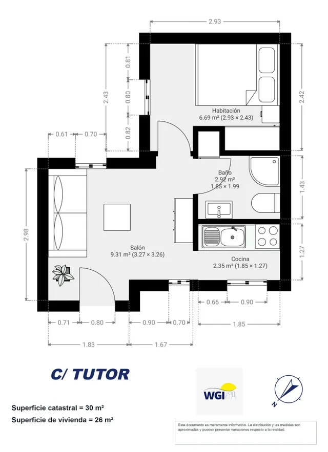Piso 1 habitación 30m² en venta - Argüelles — 21