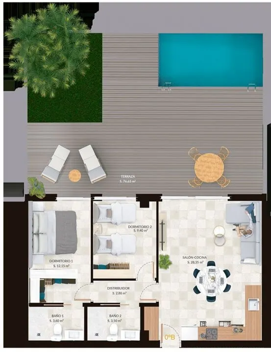 Planta baja 2 habitaciones 73m² en venta - Seascape resort — 21