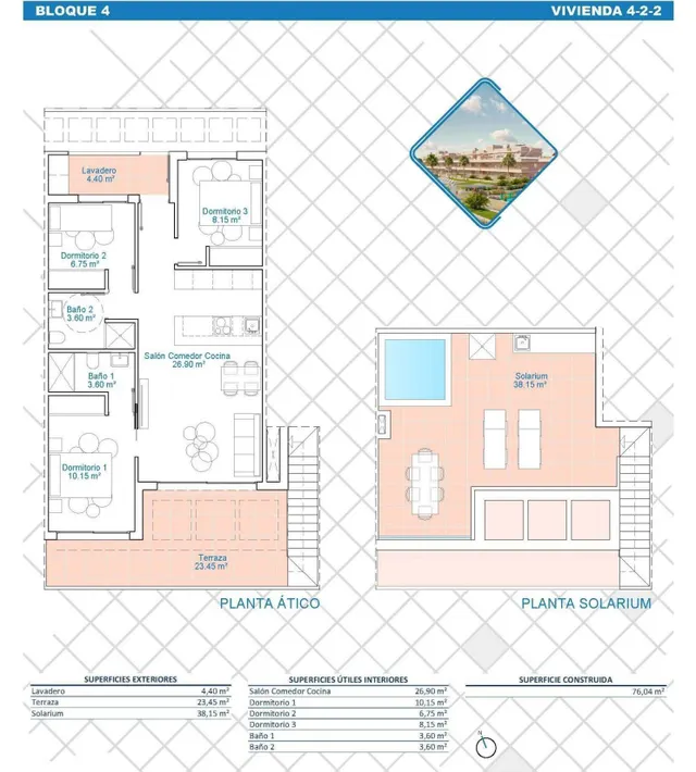 Ático 3 habitaciones 76m² en venta - Zona Pueblo — 32