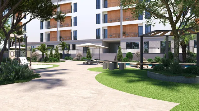 Obra Nueva 2ºB Escalera IV con jardines y piscina en zonas comunes, con terraza y balcón dando a la piscina — 4