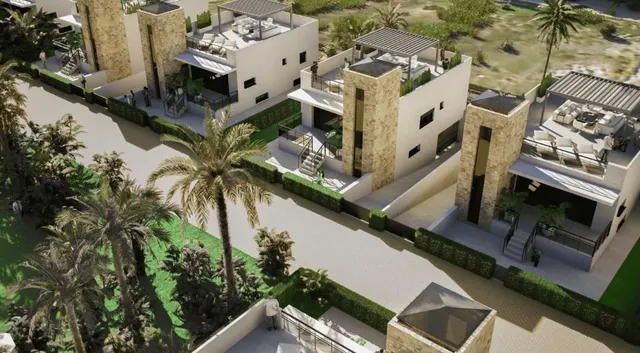 Villa en Mazarrón . Tres dormitorios, solárium, semisótano y piscina comunitaria — 16