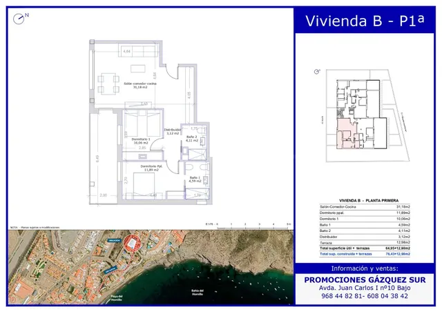 Apartamento en esquina con terraza y orientación suroeste a 