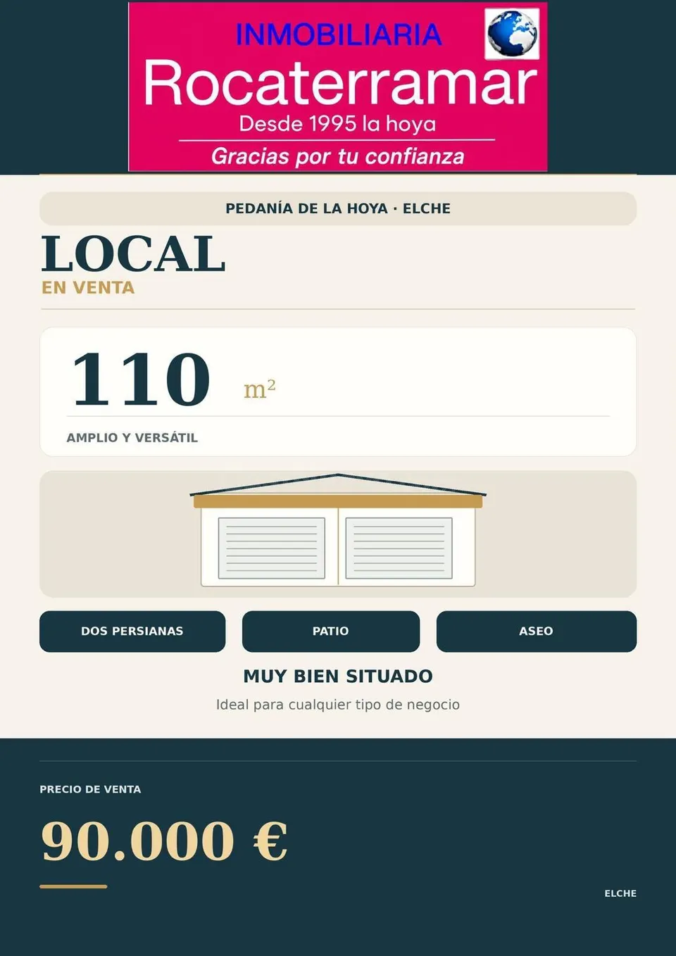 Local comercial 110m² en venta - La Hoya-Daimes-El Derramador