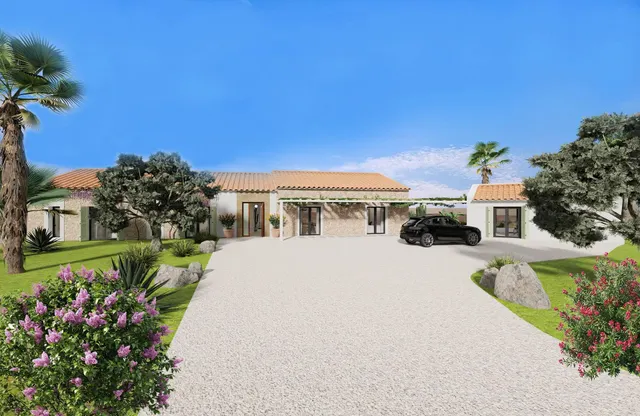Proyecto de una casa de planta baja lujosa y piscina — 2