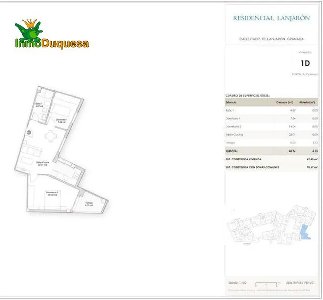 OBRA NUEVA: Piso de 2 Dorm. y 1 Baño en LANJARÓN.