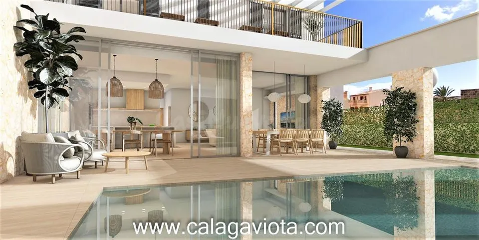 Moderna casa de pueblo con piscina