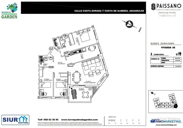 Magnífico piso de tres dormitorios en residencial en constru