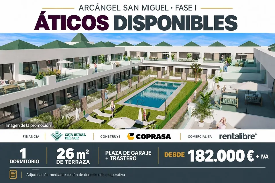 OBRA NUEVA EN construcción EN REGIMEN DE COOPERATIVA - Planta Atico en Jerez de la Frontera de 1 dormitorios y 26m2 de terraza con plaza de garaje y trastero en Residencial Privado con Piscina