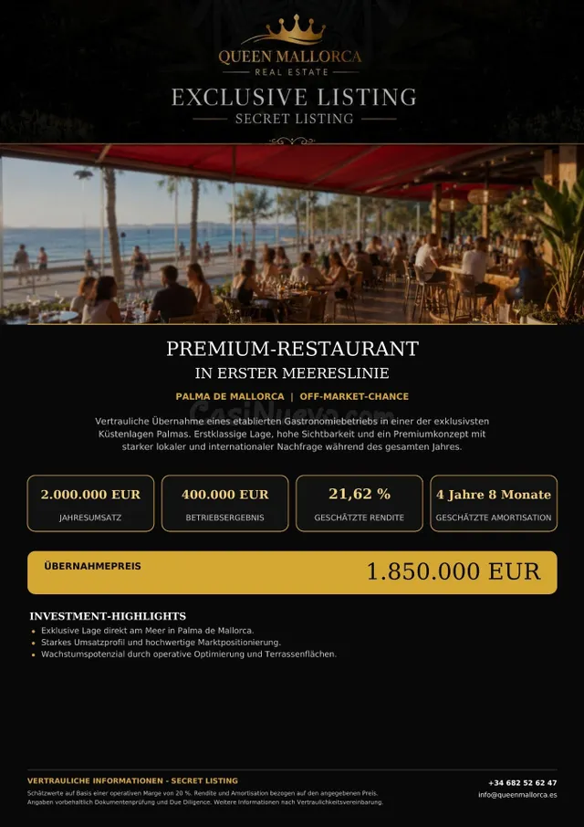 EXCLUSIVO OFF-MARKET | Restaurante en traspaso en primera línea de Mar en Playa de Palma — 2
