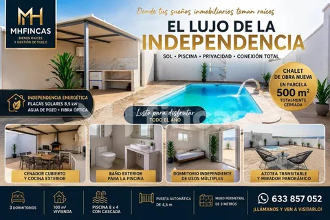 Chalet de obra nueva con piscina, cocina exterior, cenador y casa de invitados | 500 m2 de parcela Rustico.