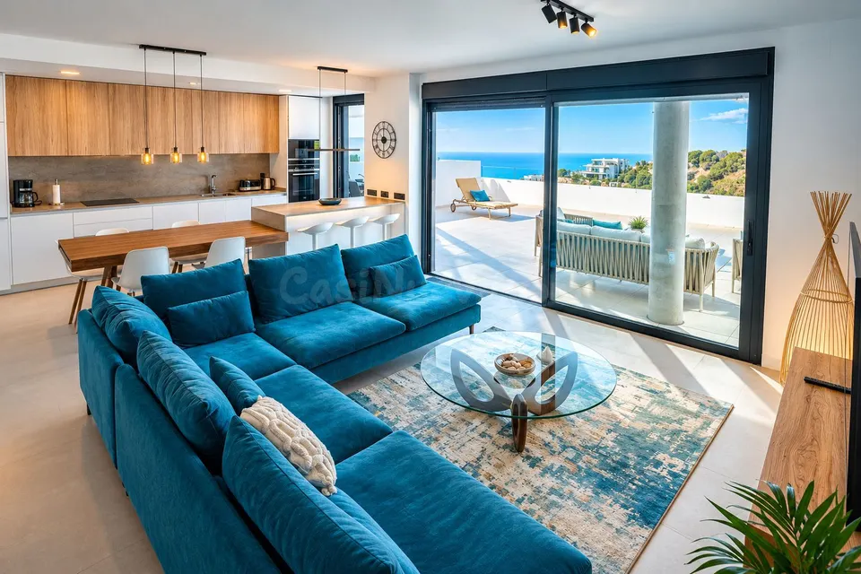 Apartamento de 3 dormitorios a estrenar, totalmente amueblado y con vistas al mar en MedBlue, Marbella